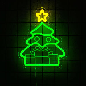 Merry Christmas Neon Sign for Wall Decor Christmas Tree Neon Signs Vibrant LED Neon Light up Sign for Party Decor USB Powered