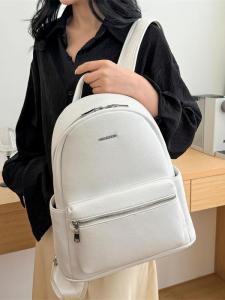 Trendy Pure Color Travel Backpack Womens Casual Large Capacity Computer Bag Fashionable Korean Style Student Backpack