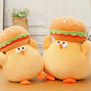 SKISOPGO Cute Hamburger Chicken Doll Creative Stuffed Toy Plush Hamburger Pillows Soft Baby Soothing Doll
