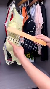 8 Hooks Non-Slip Solid Wood Hanger Space Saving Woman Bra Hanger Man Belt Tie Hanger Durable