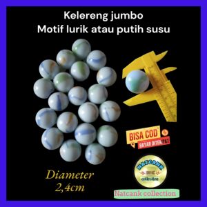 Kelereng jumbo Lurik / Gundu Putih susu PERPAK ISI 20 BIJI