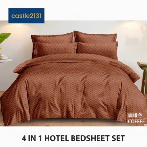 4-in-1 Hotel Quality Bedsheet Set 400 Thread Count Fitted Sheet Quilt Cover 2 Pillowcases Soft Breathable Bedding Set for Bedroom Home All Sizes Durable Premium Fabric Easy Care