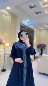 Abaya Hitam Turkey Bahan Jersey Mix Ceruty Busana muslim Dress wanita Terlaris