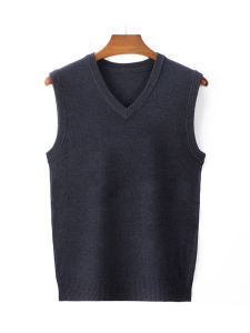 SHIPAILUO | Eordos Mens Autumn Winter Cashmere Sweater Vest Mid-aged Solid Color V-neck Knitted Vest Sleeveless Shoulder Pad Sweater