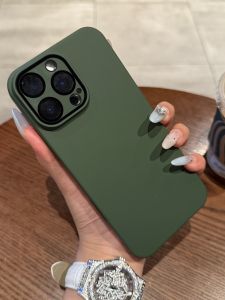 Ultra-Thin Mens Phone Case with Full Lens Protection Matte Finish for  17 16Promax 15P Skin-Like Colorful 14Pro New Model 13 Simple Pure Color 11 Popular 12 plus Green