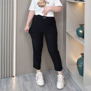 Summer Thin Quick Dry Casual Pants Womens High Waist Wide Leg Harlan Nine Points Trousers plus Size Slimming Effect