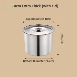 Stainless Steel Food Grade Soup Pot 304 round Barrel Stew Pot Small with Lid Moisture Proof Induction Cooker Gas Universal Home Use for Noodles