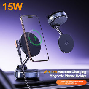 15W Wireless Charging Magnetic Car Phone Holder 360 Degree Rotation Foldable RotatableNavigation Stand Bracket For Smartphones