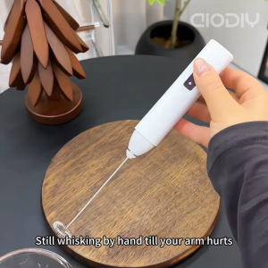 AIODIY Hand-held Electric Milk Frother Coffee Frother Household mini Milk Frother Mixer Wireless Transmitter Rechargeable Stainless steel