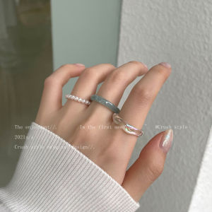 Acrylic Pearl Ring Set Womens French Vintage Luxury Sensation Index Finger Ring Small Design Stackable Band Fresh out