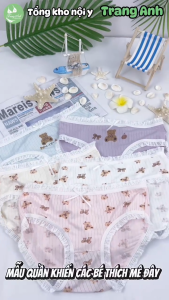 Combo 10 Quần Lót Bé Gái Chất Liệu Thun Tăm Mềm Mịn Thoáng Khí Hoạ Tiết Gấu Cute Size 25-62Kg Quần Cute CTB16