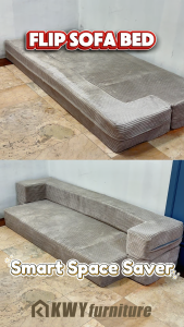 【10 Years Warranty】KWY Flip Sofa Bed 1.5M/1.9M Space Saving Convertible Folding Sofa Bed for Room