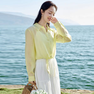 INMAN Lyocell Long Sleeve Womens Shirt Breathable Cool Feeling Casual Style Pure Color Chiffon Top for Autumn Season