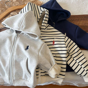 เสื้อแจ็คเก็ตฮู้ดคอตตอนผสมผ้ากำมะหยี่แบบมีซิปสำหรับเด็กชายและเด็กหญิง ฤดูใบไม้ร่วง/ฤดูหนาว เสื้อคลุมกันหนาวแบบมีฮู้ดแบบบาง