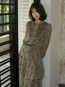 DANTING | French Style Summer Chiffon Flower Dress