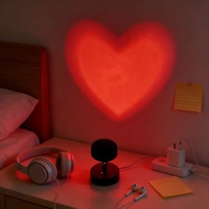 1 Piece Romantic Heart-Shaped LED Projector Light USB Powered for Photography Background Party Bedroom Decor Ideal for Christma