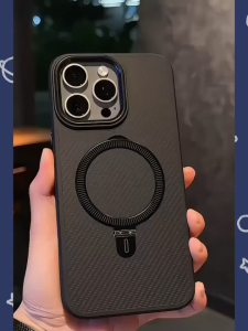 Samsung Galaxy S24 S25 Ultra (จัดส่งจากประเทศไทย) ขาตั้งโลหะแบบมีโครงยางนุ่ม แผ่นหลังแบบมีพื้นผิวคาร์บอนไฟเบอร์ เคสแม่เหล็ก Magsafe