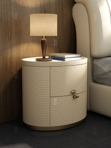 Luxurious Real Wood Bedside Table Italian Style Rock Panel Bedroom Designer New Model Storage Cabinet for Adults in Guangdong