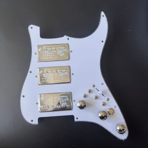 Prewired Loaded Guitar Stratocaster Pickguard HHH Pick Guard Kill Switch Output Mute Switch Gibson Alnico 5 Humbucker Pickups Coil Splitting Switch for Fender Electric Guitar Part Replacement