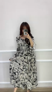 SV 6662 - Livica Flo Dress | Silvervogue | Set Atasan dan Rok Chiffon Pakaian Wanita