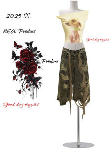 High Waist Loose Fit Seven Inch Jeans Womens Summer New Street Style Faded Design American Retro Leopard Print Denim Shorts