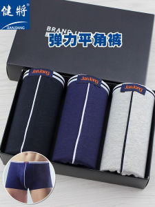 Jianjiang Mens Boxer Shorts Modal Cotton Elastic Solid Color Soft Breathable Sports Mid-Waist Youth Quadangle Shorts