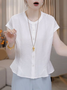 DAIXIANGFEIZI | Fashion Stylish Big Size Womens Cotton Shirt 2026 New White Short Sleeve