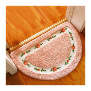Adorable Pink Semi-Circular Door Mat Bathroom Entrance Water Absorbent Non-Slip Mat Bedroom Room Door Mat Toilet Bathroom Foot Mat