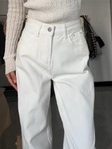 กางเกงยีนส์ทรงหลวมเอวสูงไซส์ใหญ่ สไตล์ฤดูใบไม้ร่วง กางเกงขายาวทรงตรงเข้ารูป กางเกงยีนส์ทรงหลวมสำหรับผู้หญิง