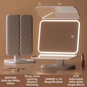 Tri-Fold Lighted Vanity Mirror 360 Rotating