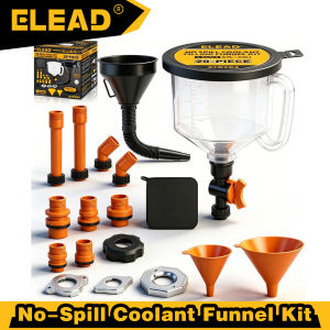 ELEAD 20Pcs No-Spill Coolant Funnel Kit Spill-Proof Radiator Bleeder Tool with Adapters Extensions Hose for Auto Repair