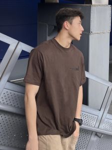 Yuanq Basic Heavyweight Solid Color American Retro Short Sleeve Loose Casual Versatile T-Shirt Cotton 100% round Neck Printed