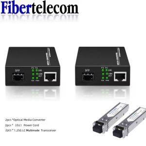 Gigabit SFP LC Multimode Module Fiber to RJ45 Ethernet Media Converter Fiber Optic Transceiver with 1.25G SFP LC Module