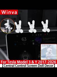 For Tesla Model Y Juniper & Model 3 Highland Central Screen Mini Puppy Dog Ornaments – Cute Car Interior Accessories Decorative