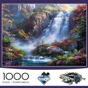 BILIBILI | Vibrant Mountain Waterfall with Flowers Scene Jigsaw Puzzle Adult Nature Theme Intellectual Game Home Leisure Decorative Puzzle