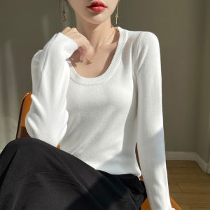 Early Autumn New Solid Color Sweater Crewneck Long-Sleeved Fashion Slim-Fit Womens Sweater Thin Loose Sweater-HY135