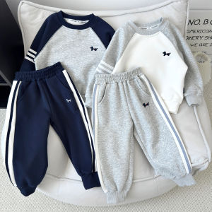 Childrens Casual Sweatshirt Pants Set Two-Piece Suite Boys Autumn Fashionable Comfortable Cotton Polyester Clothing