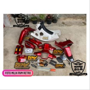 Paket Hemat Full Bodi Honda Astrea Prima Warna Maroon Set Legshield Bahan Tebal