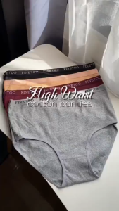 FINETOO Women High Waist Panties Comfortable Cotton Underwewar Solid Color Underpants Plus Size S To XXL