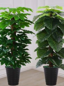 Indoor Decorative Plastic Faux Green Plant Potted Money Attracting Tree Ornament Living Room Decor Fake Flower Decoration