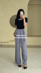 Kiran Wide Pants Belt - Celana Casual Panjang Wanita - Highwaist Pants - Cullote Premium Pants - Korean Style