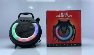 ZQS-1433M 8W Portable Outdoor Wireless Bluetooth Speaker with Microphone Karaoke Function and RGB Lighting