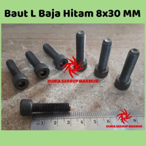 (5 pcs) M8x30 Baut L Baja Hitam / Baut L Baja 3CM