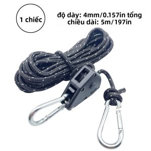 Dây Lều Cắm Trại Phản Quang 5m Với Khóa Ròng Rọc Buộc Chặt Bằng Dây Đai - Phụ Kiện Dây Polypropylene Bền Cho Lều