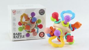 Manhattan Round Ball Baby Toys for Infant 0-12months Soft Silicone Hand Grab Ball Rattle Infant Teeth-glue Montessori Toys