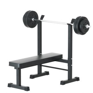 Indoor bench press barbell set flat bench press foldable weightlifting bed home fitness equipment multifunctional squat rack dumbbell bench