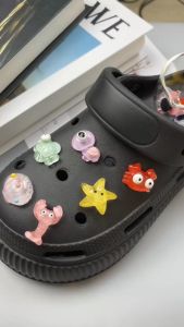 Bộ 14 Sticker Charm 3D chủ đề Đại dương trong suốt DIY Mayto gắn Dép Cross Dép Sục Cá Sấu JB-236