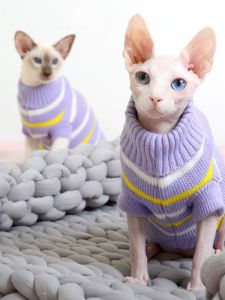 อุ่น เสื้อสเวตเตอร์ สําหรับแมว Hairless Sphynx British Shorthair Devon Rex Silver Gradient ฤดูใบไม้ร่วง ฤดูหนาว สไตล์สัตว์เลี้ยงเสื้อผ้าอุปกรณ์เสริม