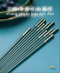 [Set 5 Đôi] Đũa Hợp Kim Họa Tiết Hoa Anh Đào Kiểu Nhật HADU Màu Xanh Bắc Âu Sang Trọng Chống Mốc Kháng Khuẩn Chống Trơn Trượt Dùng Cho Máy Rửa Bát