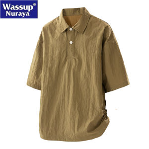 Wassup Nuraya American Style Outdoor Polo Shirt Mens Summer Loose Casual Overhead Short Sleeve Turn-down Collar Trendy Top